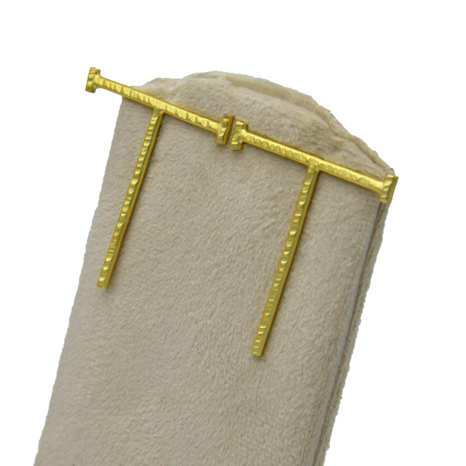 English Alphabet "T" Brass Earring - DeKulture DKW-1347-SEJ