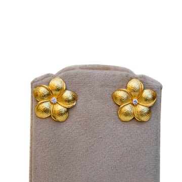 Flower Shaped with Stone Gold Plated Stud Earring - DeKulture DKW-1454-SEJ