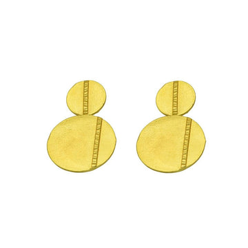 Golden Double Disk with Stud Earring - DeKulture DKW-1403-SEJ
