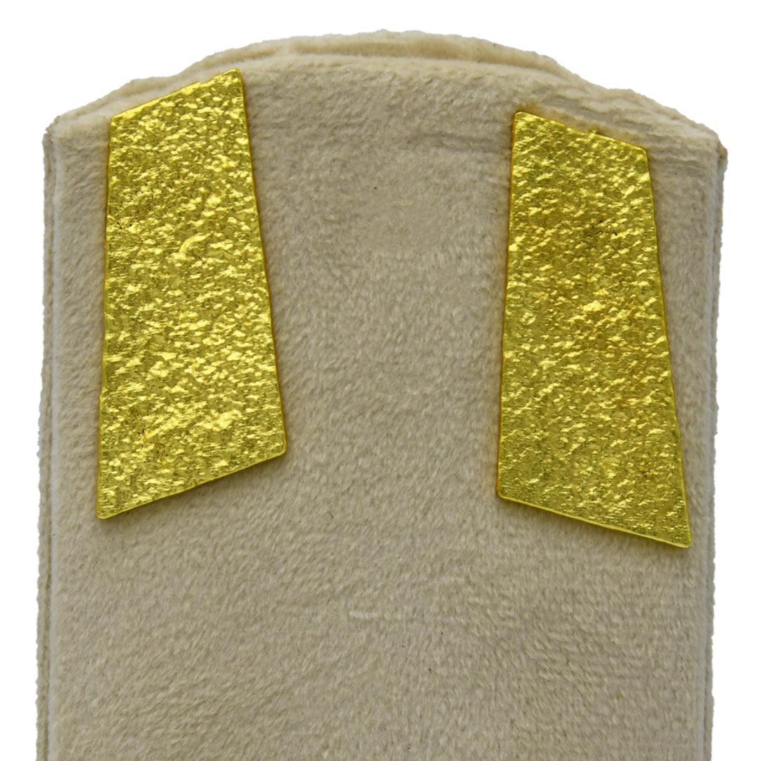 Hammered Brass Gold Plated Stud Earring - DeKulture DKW-1417-SEJ