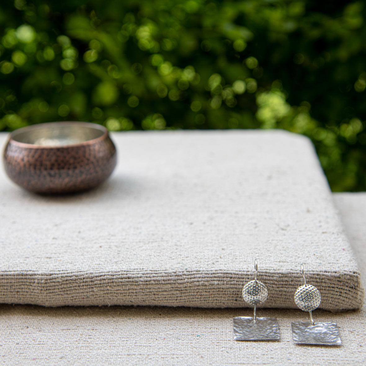 Hammered Designer Silver Dangle Earring - DeKulture DKW-1315-SEJ