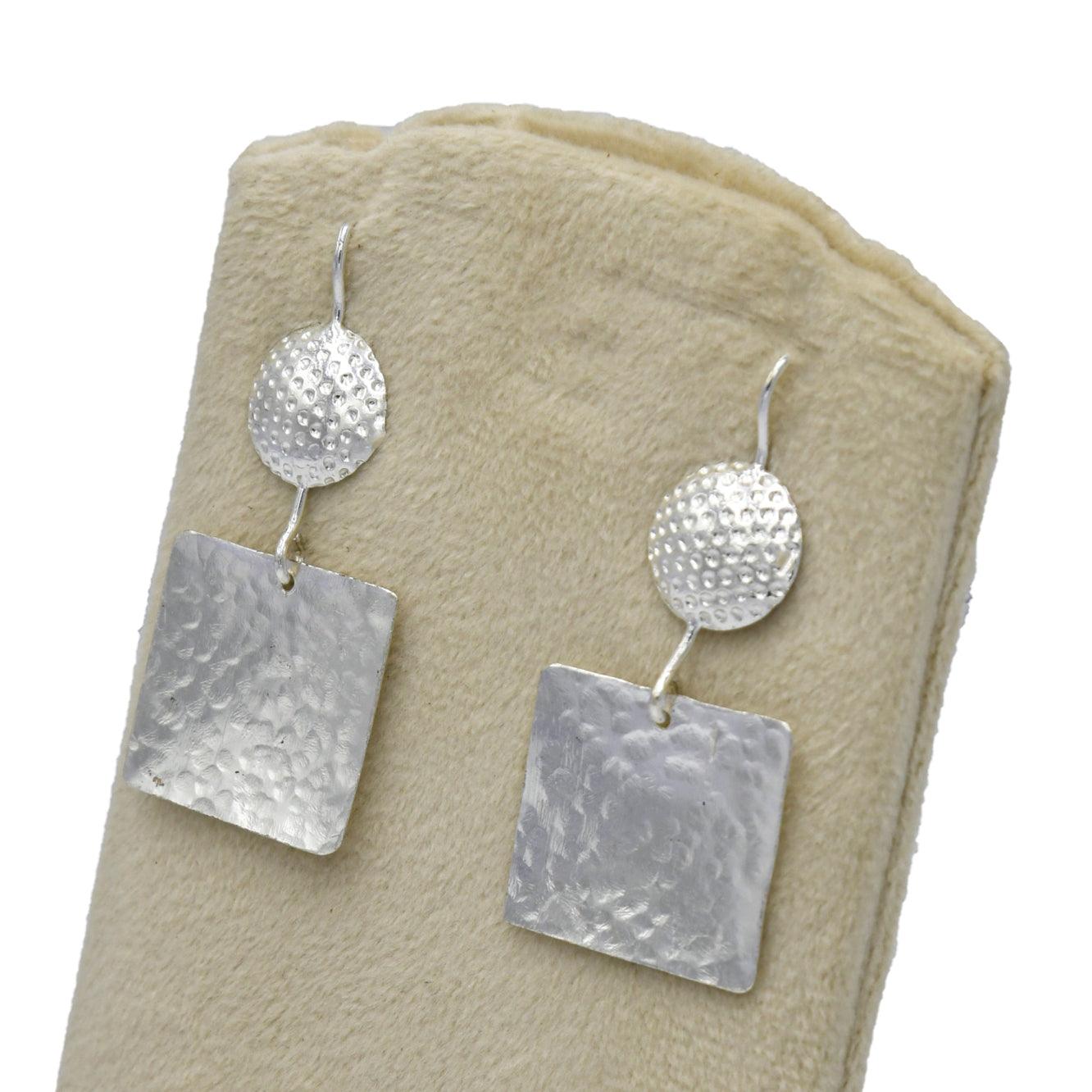 Hammered Designer Silver Dangle Earring - DeKulture DKW-1315-SEJ