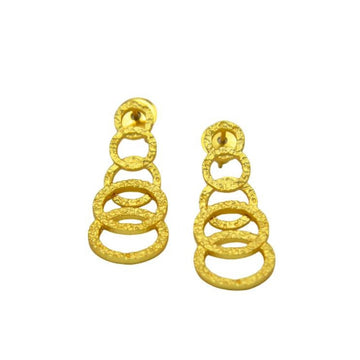 Hammered Gold Plated Round Stud Earring - DeKulture DKW-1292-SEJ