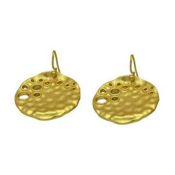 Hammered Vermeil Disk Dangle Earring - DeKulture DKW-1298-SEJ