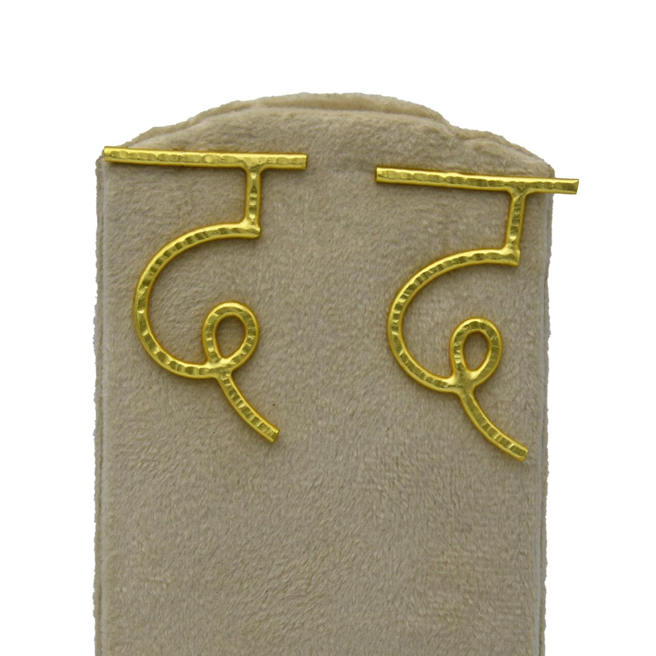 Hindi Alphabet "D" Brass Earring - DeKulture DKW-1362-SEJ