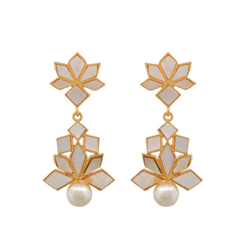 Mother of Pearl Brass Enameled Stud Earring - DeKulture DKW-801-E