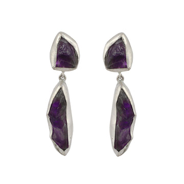 Natural Amethyst Gemstones Stud Earring - DeKulture DKW-1090-SEJ