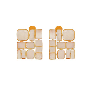 Natural Mother of Pearl Brass Stud Earring - DeKulture DKW-804-E