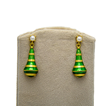 Pear Style Enameled Flash Gold Plated Stud Earring - DeKulture DKW-1447-SEJ