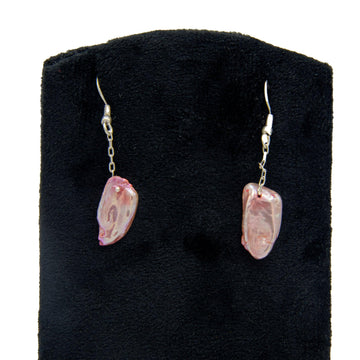 Pink Pearl Silver Plated Dangler Hook Earring - DeKulture DKW-1455-SEJ