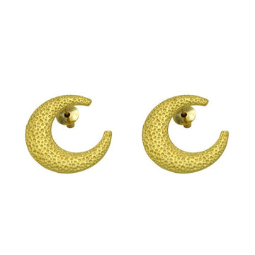 Textured Crescent Moon Stud Earring - DeKulture DKW-1412-SEJ
