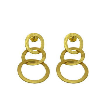 Tri Circle Gold Plated Stud Earring - DeKulture DKW-1301-SEJ