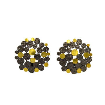 Two tone Brass & Gold Plated Stud Earring - DeKulture DKW-1295-SEJ