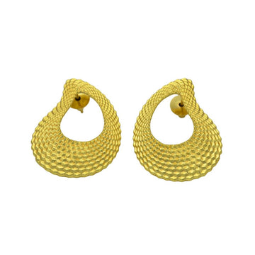 Uneven Textured Oval Gold Brass Plated Earring - DeKulture DKW-1307-SEJ