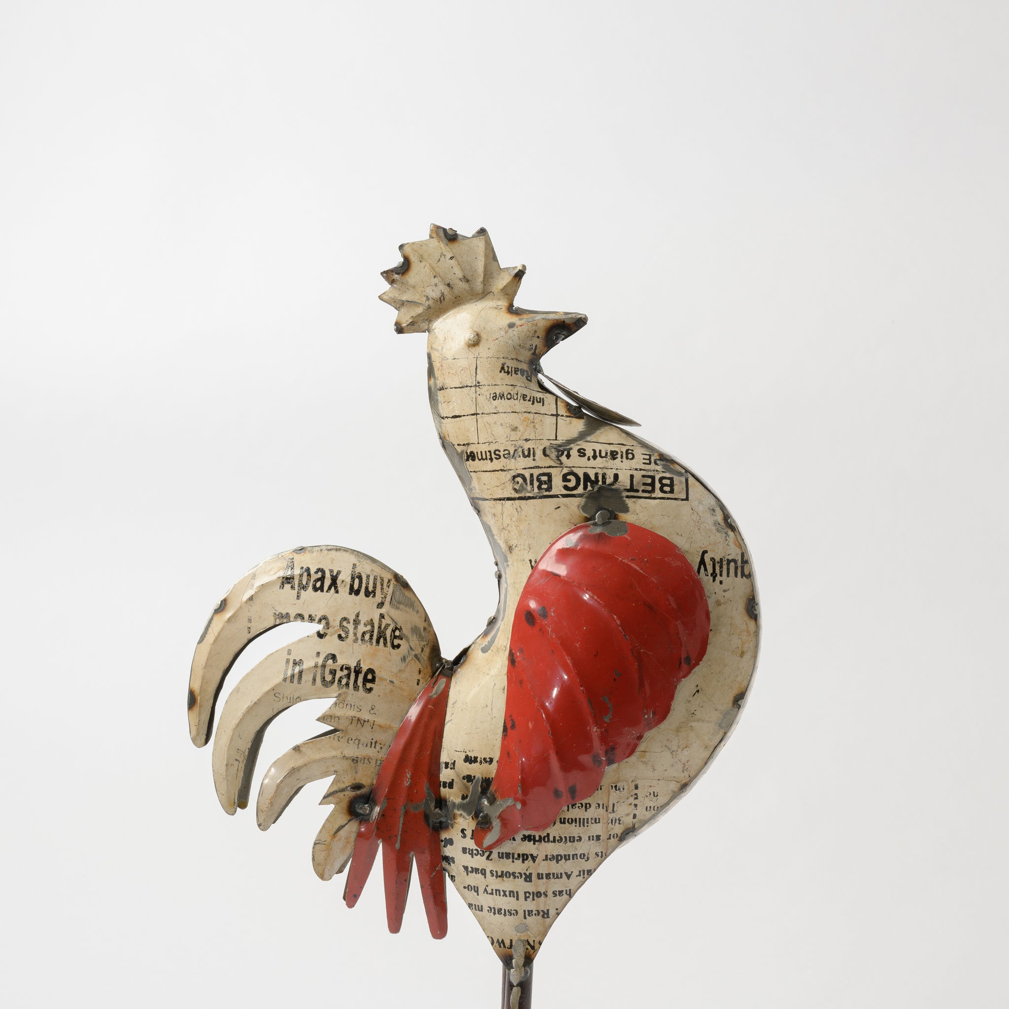 Recycled Iron Rooster Large