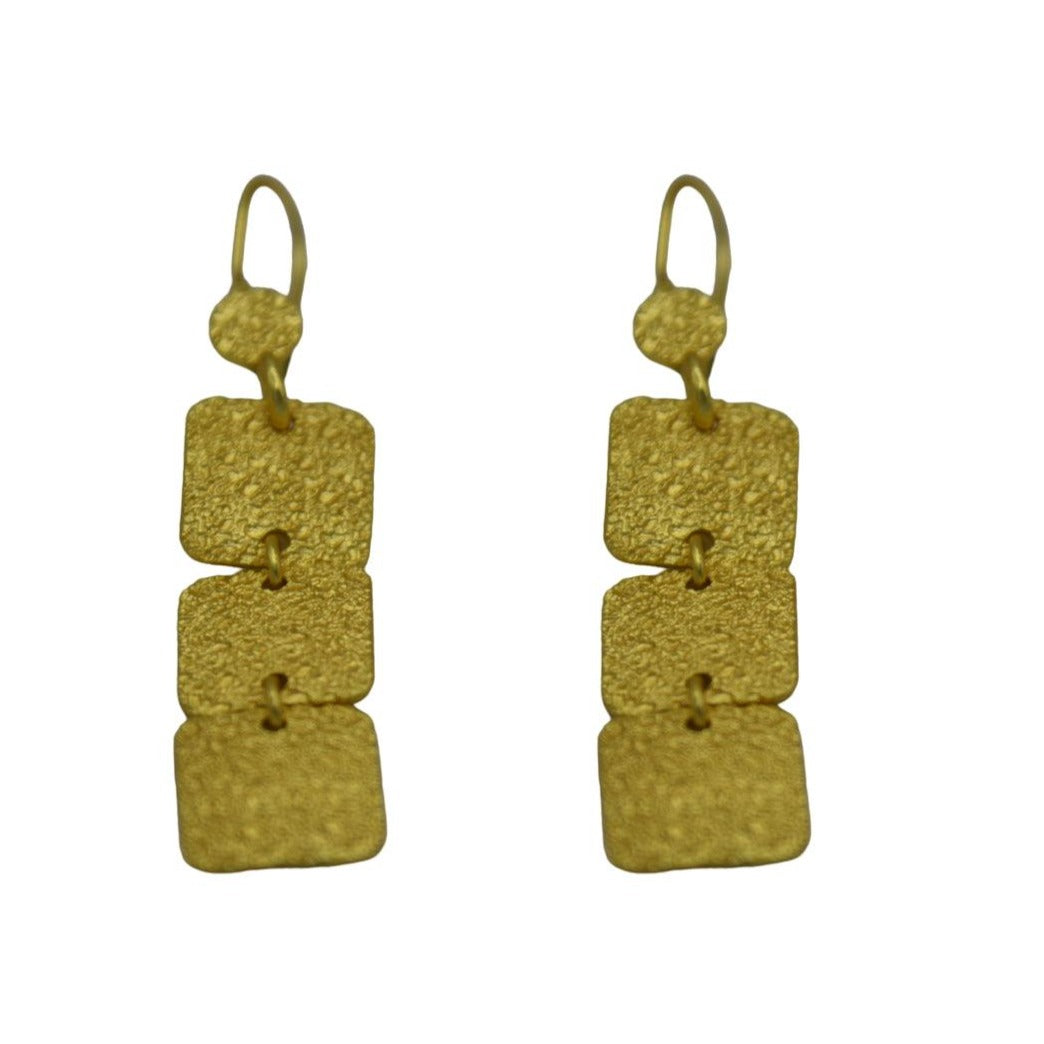 3 Tiles Brass Dangle Earring - DeKulture DKW-1425-SEJ