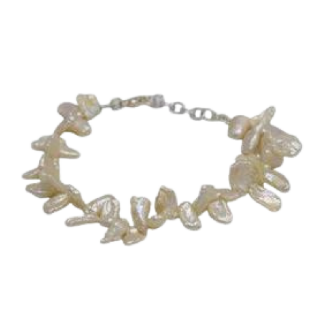 Baroque Pearl Silver Plated Chain Bracelet - DeKulture DKW-1487-BRJ