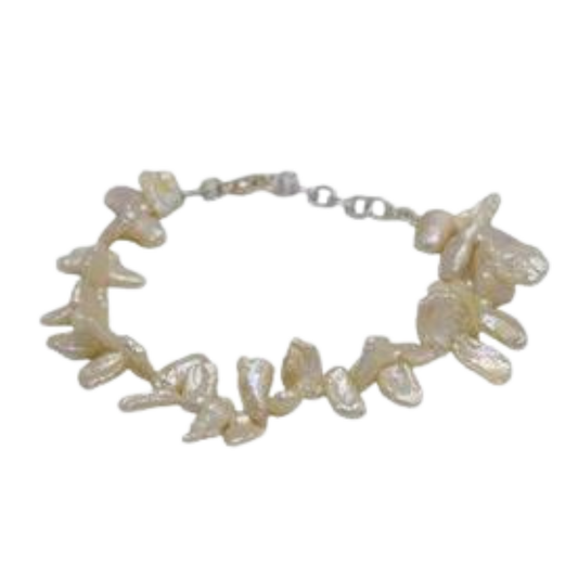 Baroque Pearl Silver Plated Chain Bracelet - DeKulture DKW-1487-BRJ