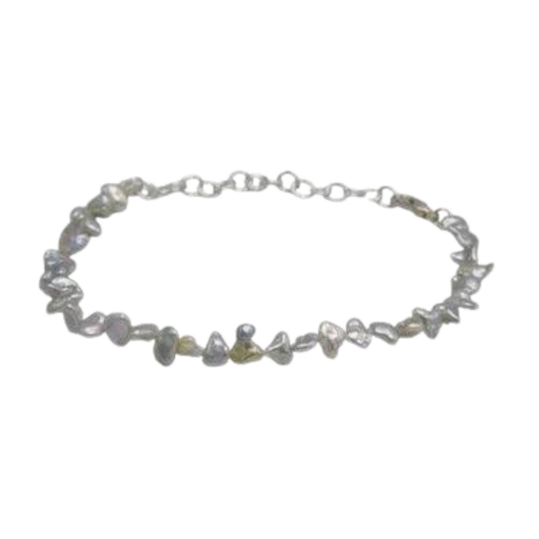 Fresh Water Pearl Silver Plated Chain Bracelet - DeKulture DKW-1486-BRJ