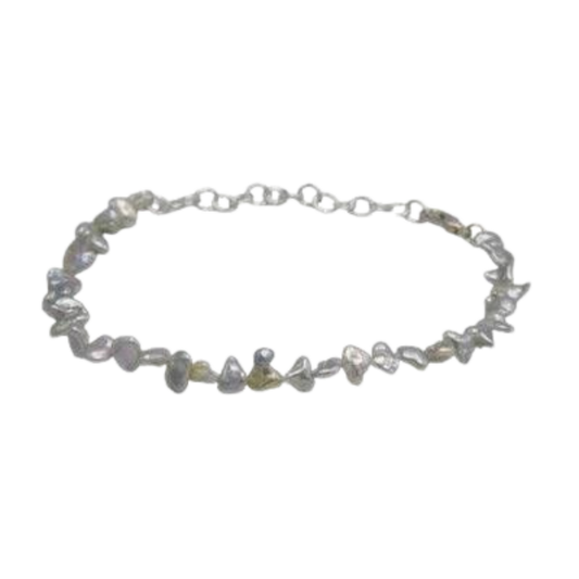 Fresh Water Pearl Silver Plated Chain Bracelet - DeKulture DKW-1486-BRJ