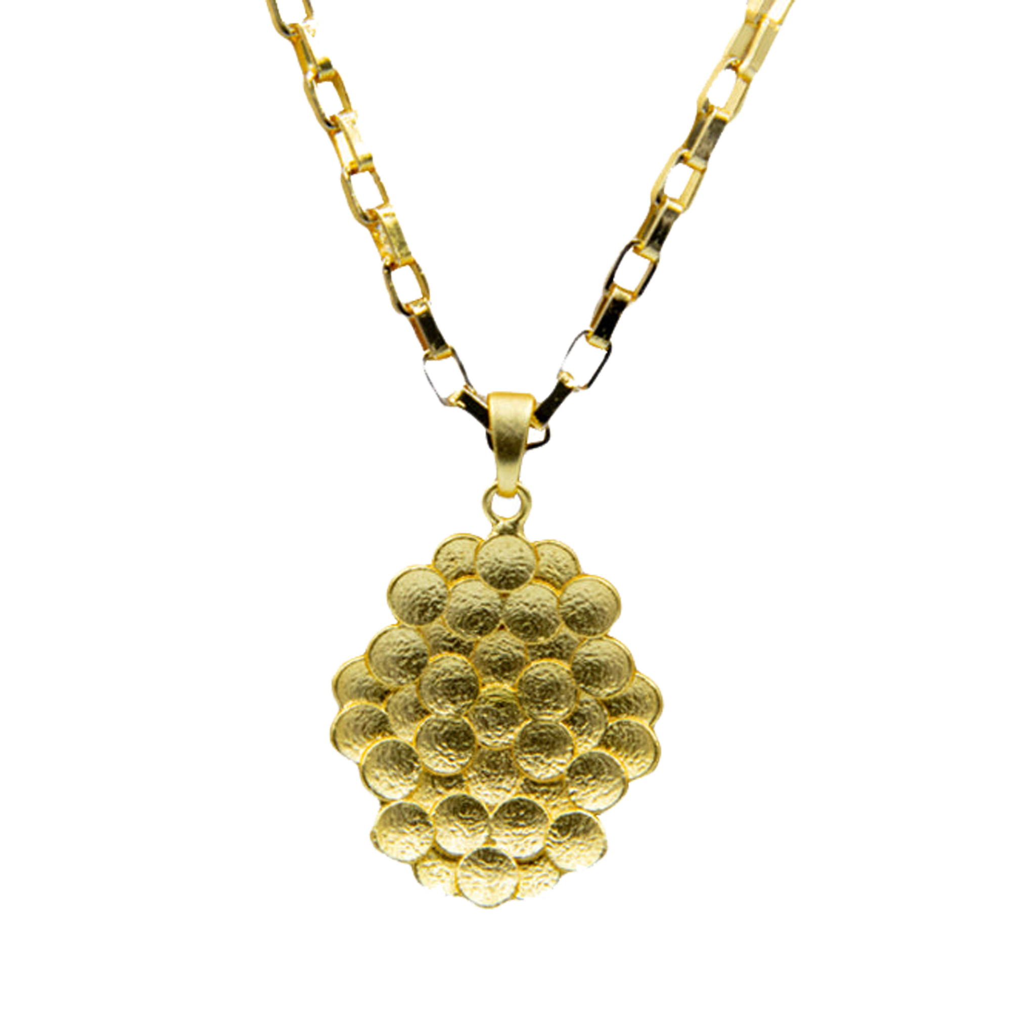 Bee Hive Hammered Brass Pendant - DeKulture DKW-1504-NKJ