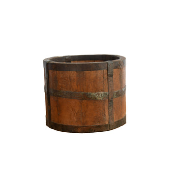 Rustic Antique Wooden Barrel Décor Vase Planter