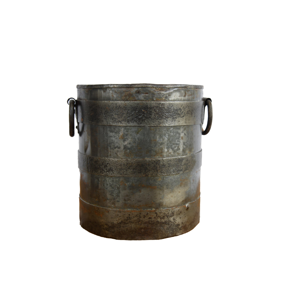 Collectible Vintage Iron Barrel Décor Vase