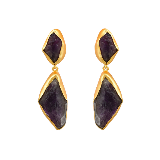 Amethyst Rough Gemstone Stud Earring - DeKulture DKW-1051-SEJ