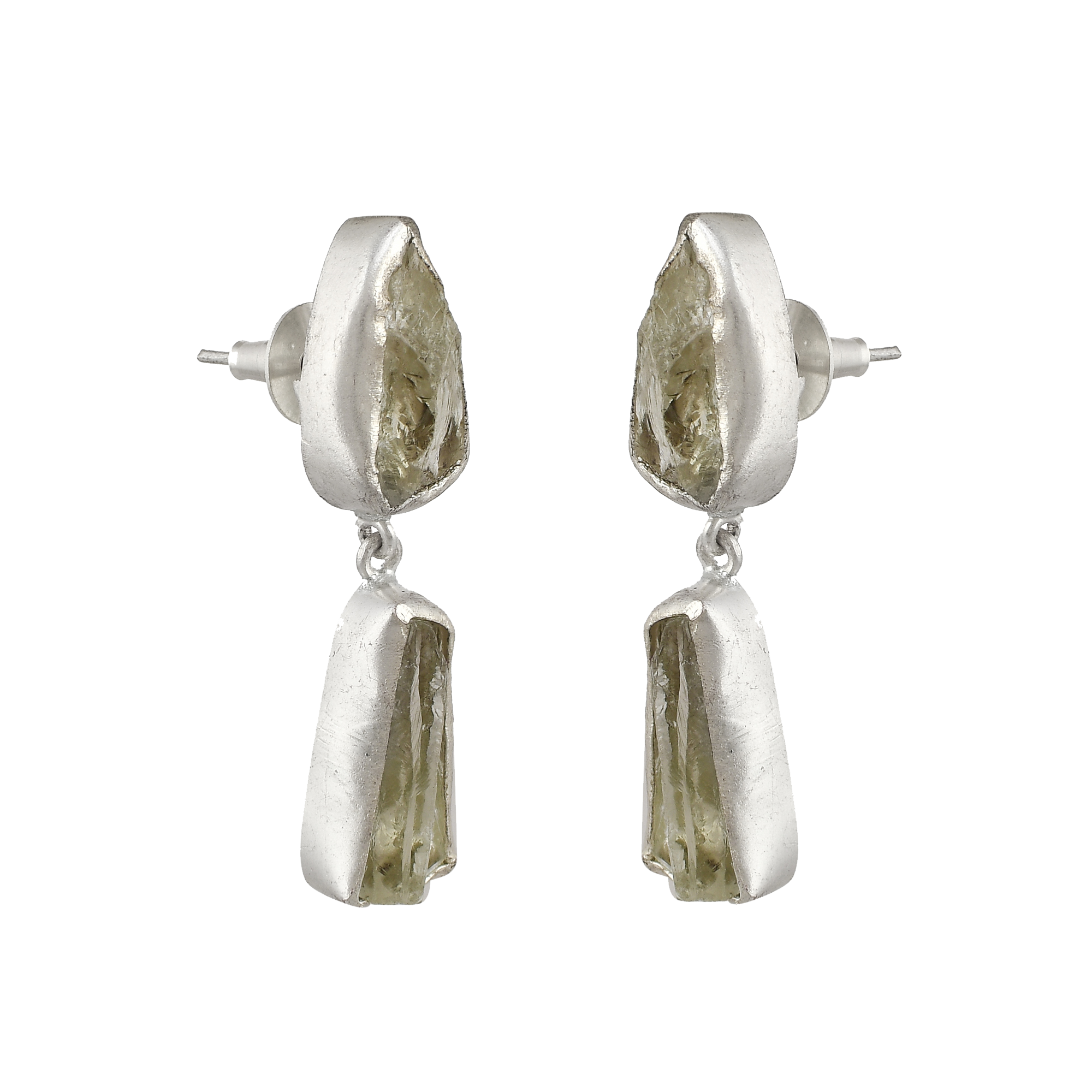 Crystal Quartz Rough Gemstone Stud Earring - DeKulture DKW-1062-SEJ