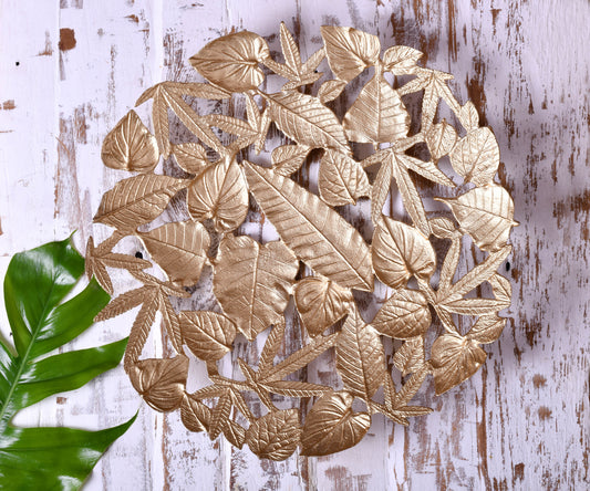 Handcrafted Leaves Centerpiece(Gold) Big Round