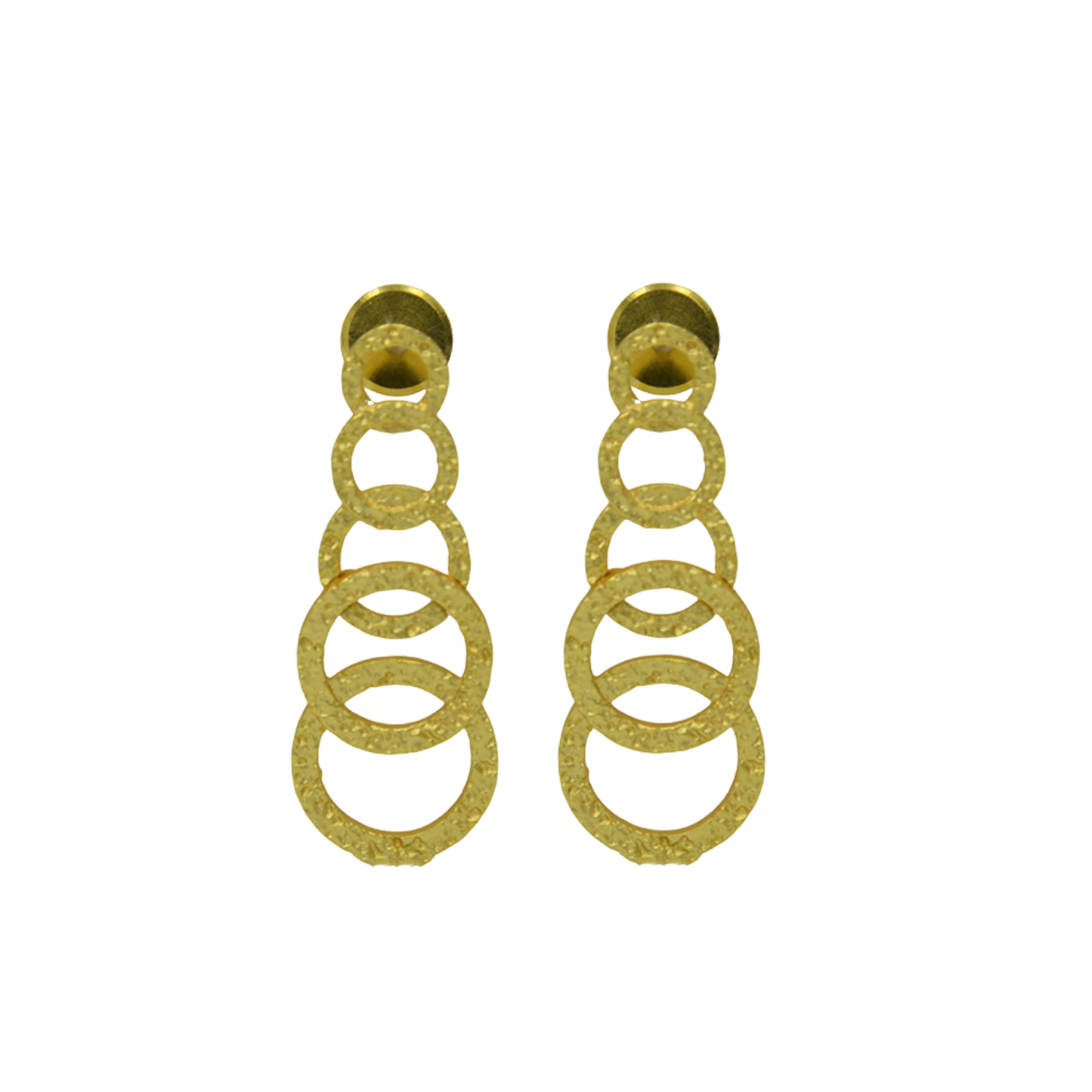 Hammered Gold Plated Round Stud Earring - DeKulture DKW-1292-SEJ
