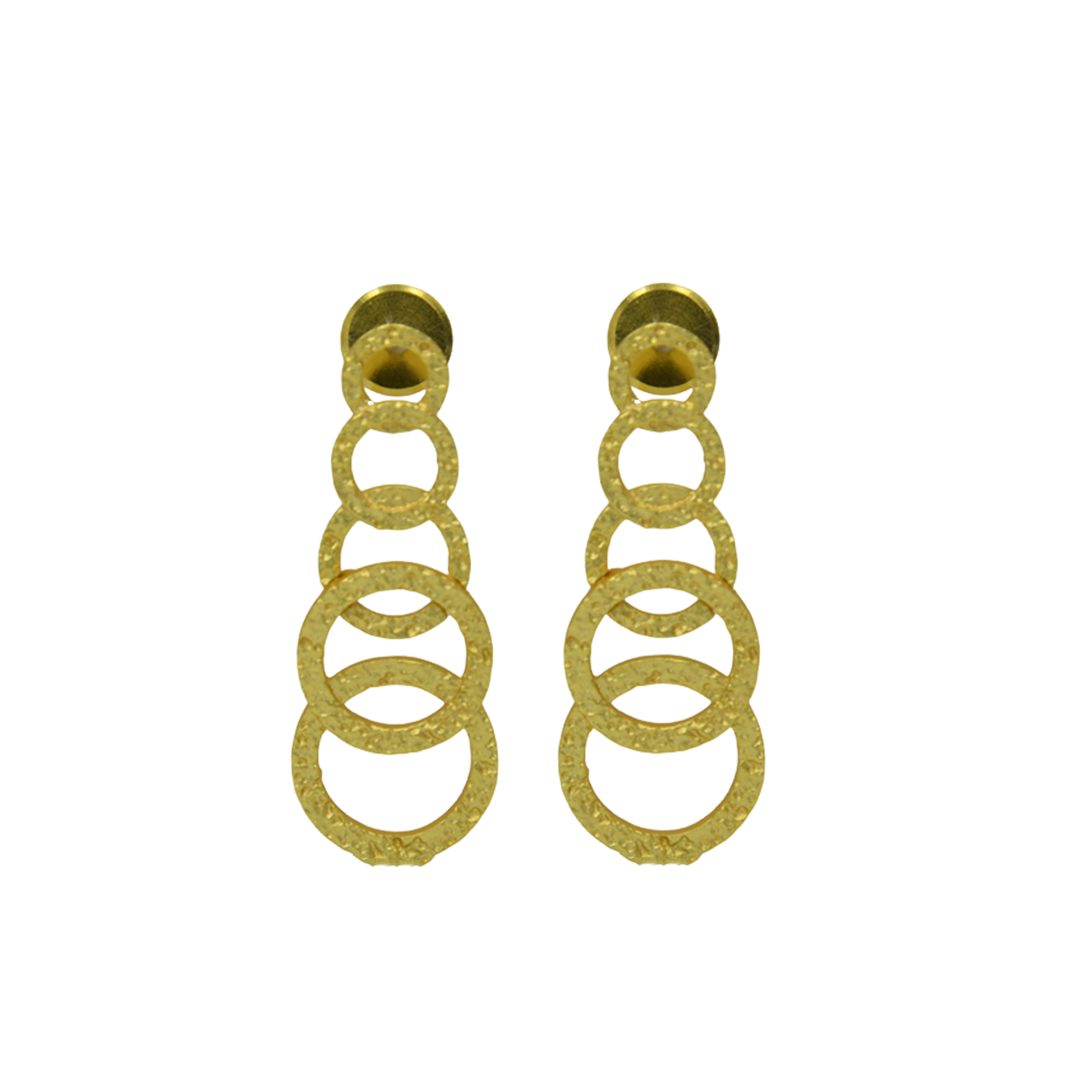 Hammered Gold Plated Round Stud Earring - DeKulture DKW-1292-SEJ
