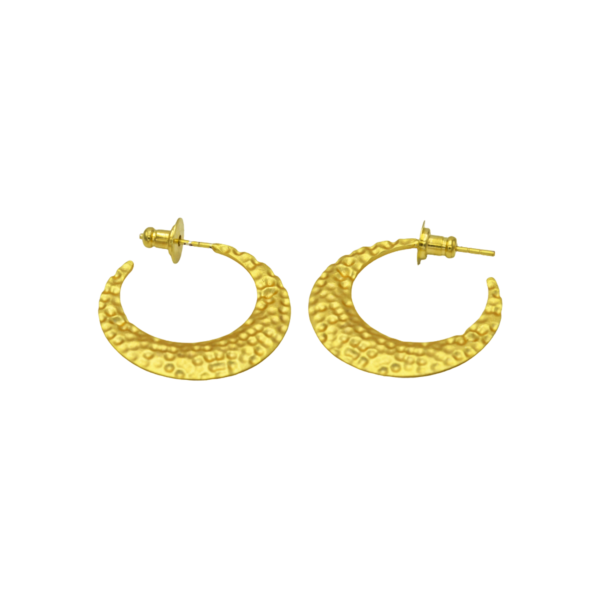 Crescent Moon Hammered Stud Earring - DeKulture DKW-1294-SEJ