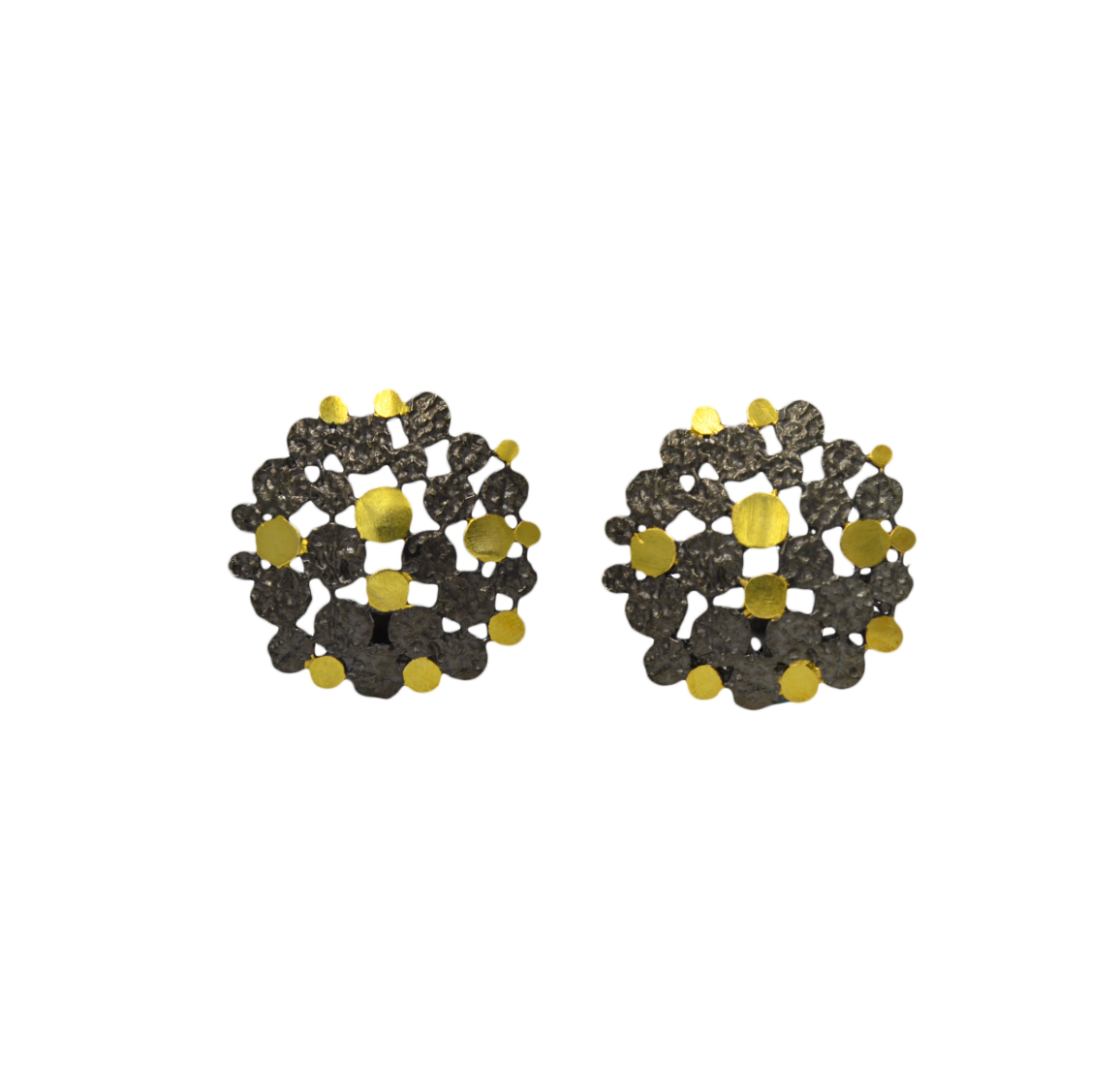 Two tone Brass & Gold Plated Stud Earring - DeKulture DKW-1295-SEJ