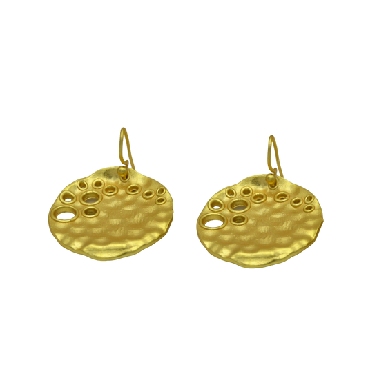 Hammered Vermeil Disk Dangle Earring - DeKulture DKW-1298-SEJ