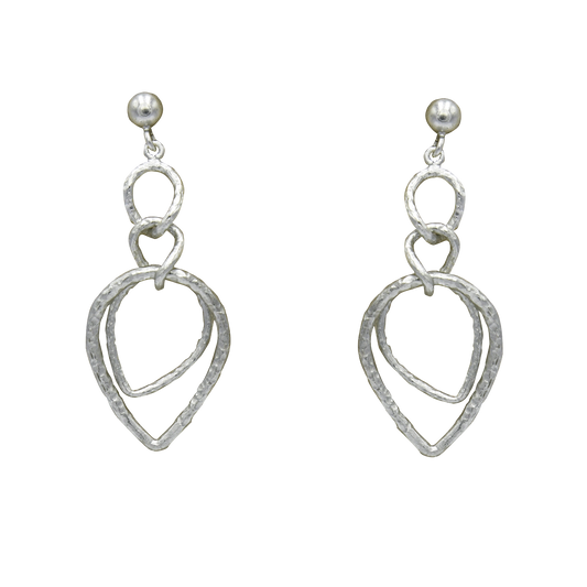 Intertwined Oval Silver Dangler Earring - DeKulture DKW-1311-SEJ