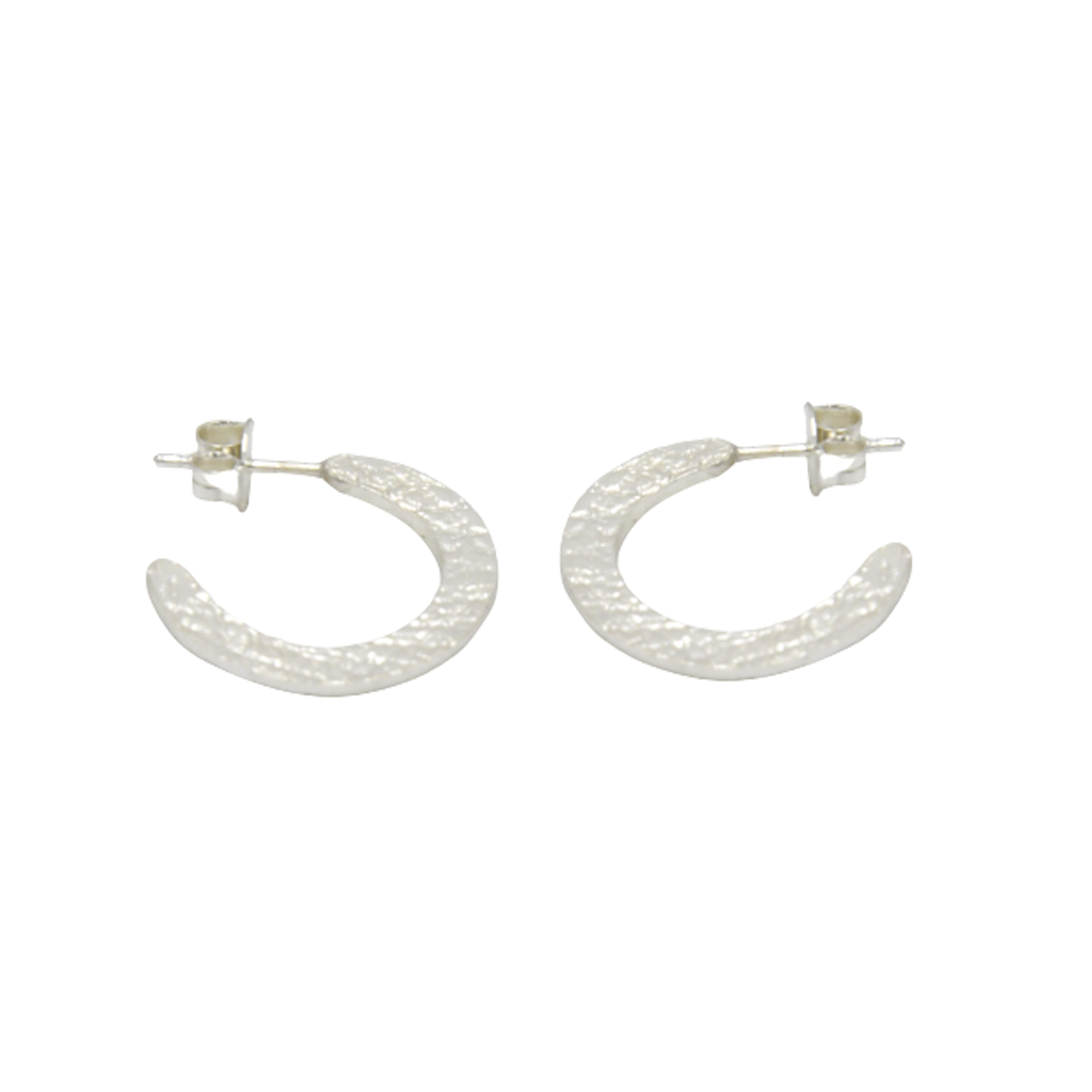 Textured Silver Open Hoop Stud Earring - DeKulture DKW-1313-SEJ