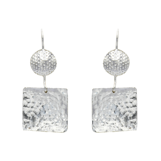Hammered Designer Silver Dangle Earring - DeKulture DKW-1315-SEJ