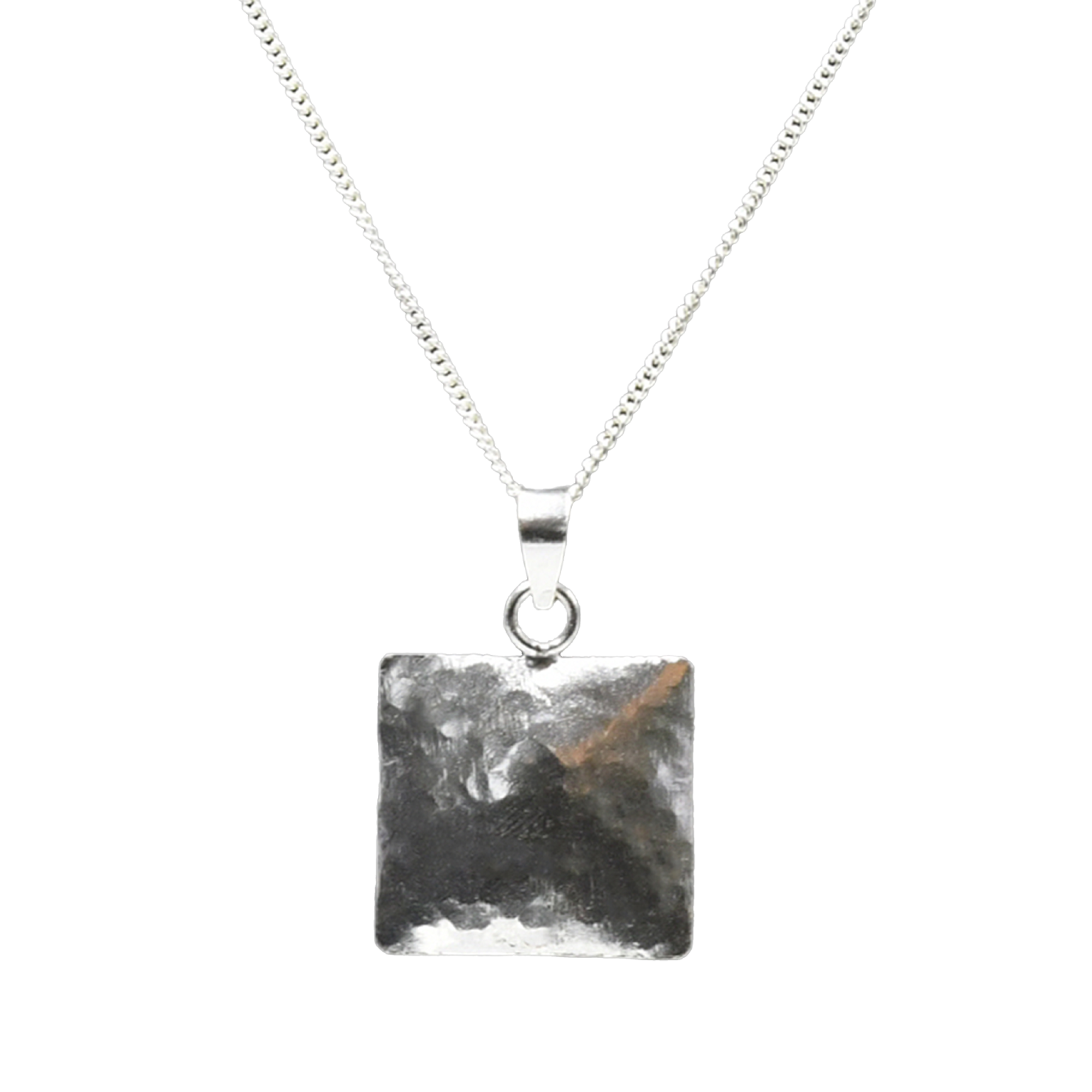 Hammered Silver Square Pendant - DeKulture DKW-1316-NKJ