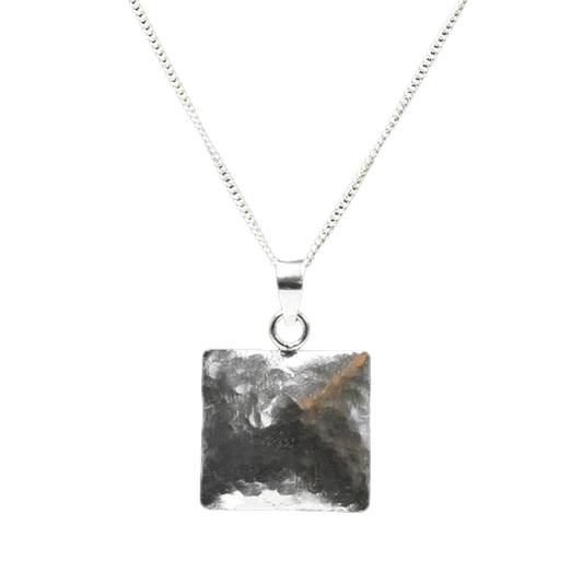 Hammered Silver Square Pendant - DeKulture DKW-1316-NKJ