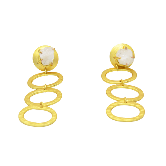 Gemstone Hammered Stud Earring - DeKulture DKW-1319-SEJ