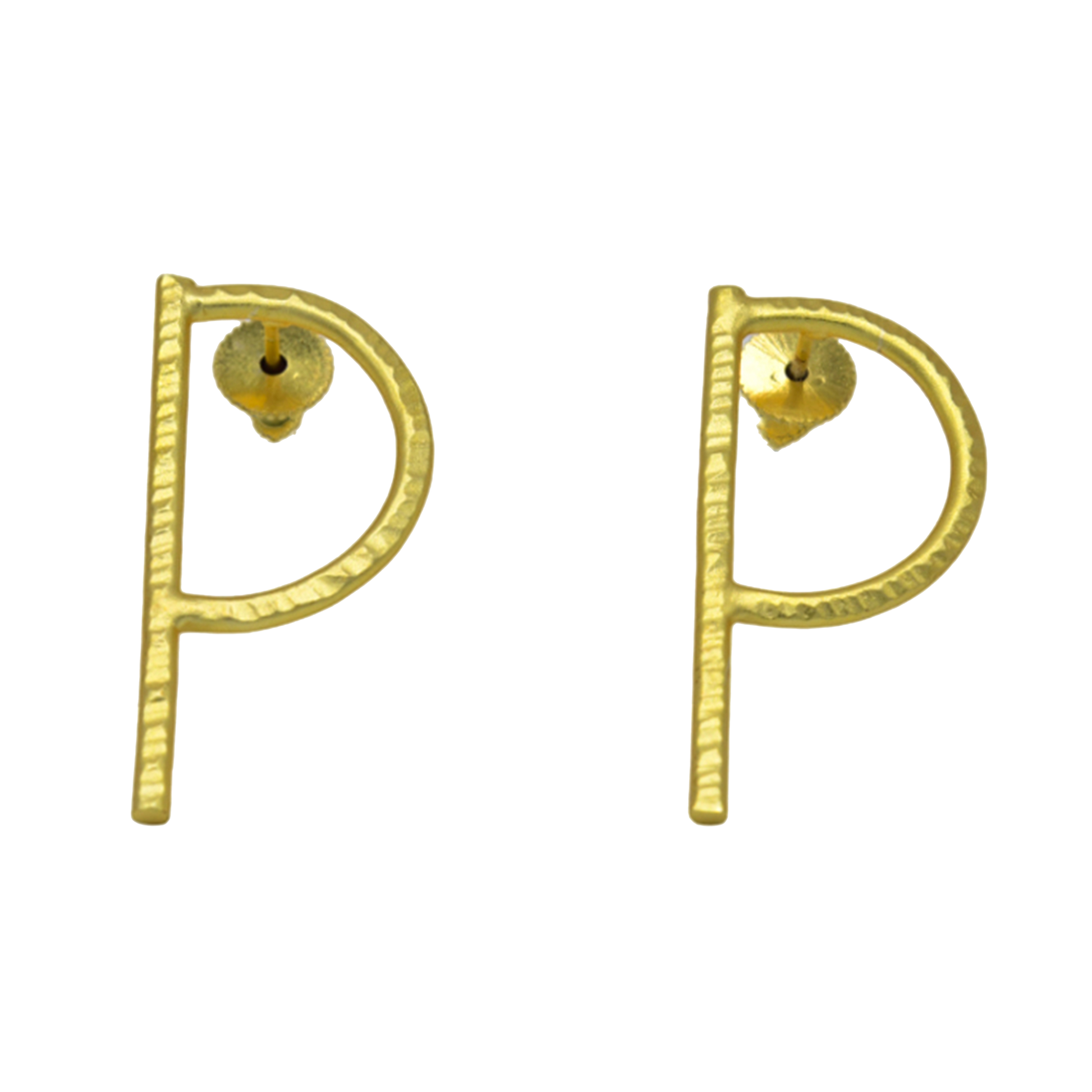 English Alphabet "P" Brass Earring - DeKulture DKW-1340-SEJ