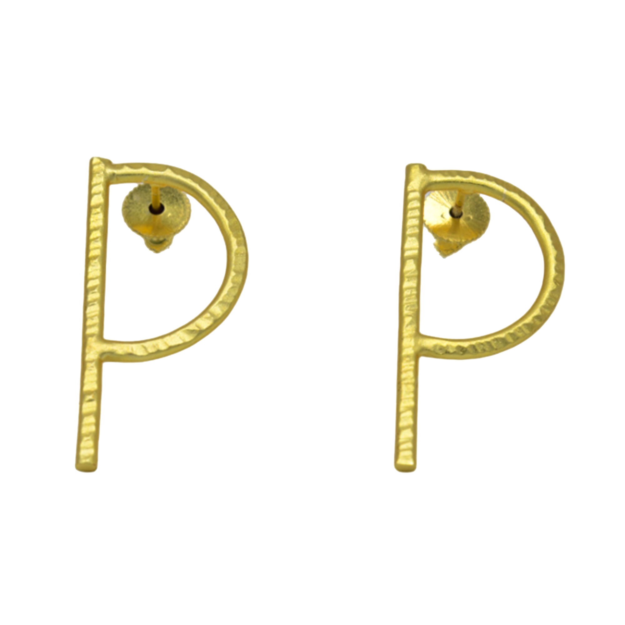 English Alphabet "P" Brass Earring - DeKulture DKW-1340-SEJ