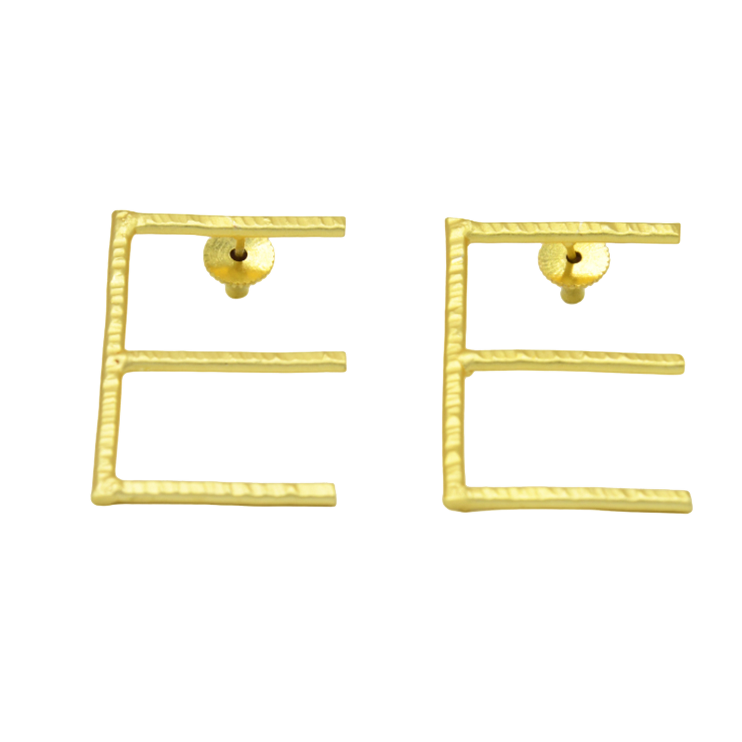 English Alphabet "E" Brass Earring - DeKulture DKW-1341-SEJ