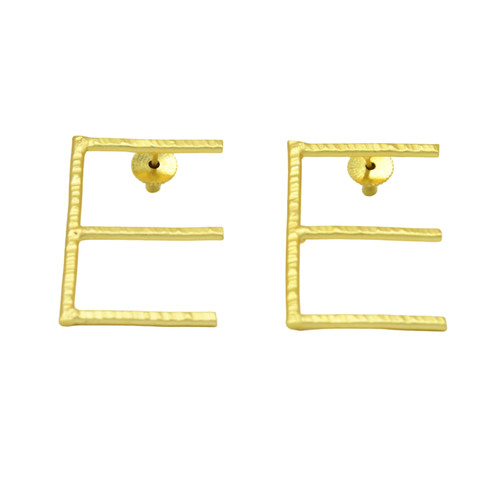 English Alphabet "E" Brass Earring - DeKulture DKW-1341-SEJ