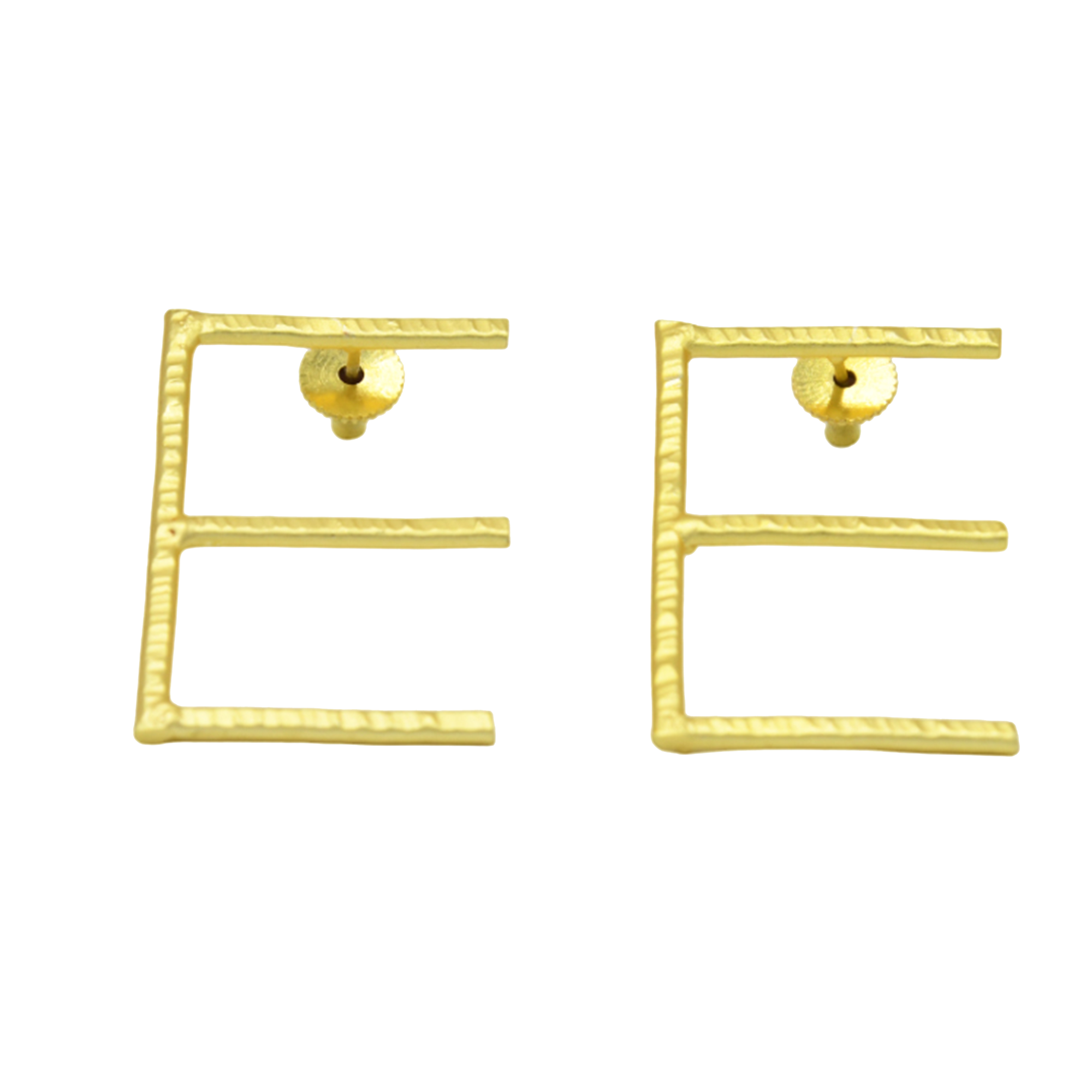 English Alphabet "E" Brass Earring - DeKulture DKW-1341-SEJ