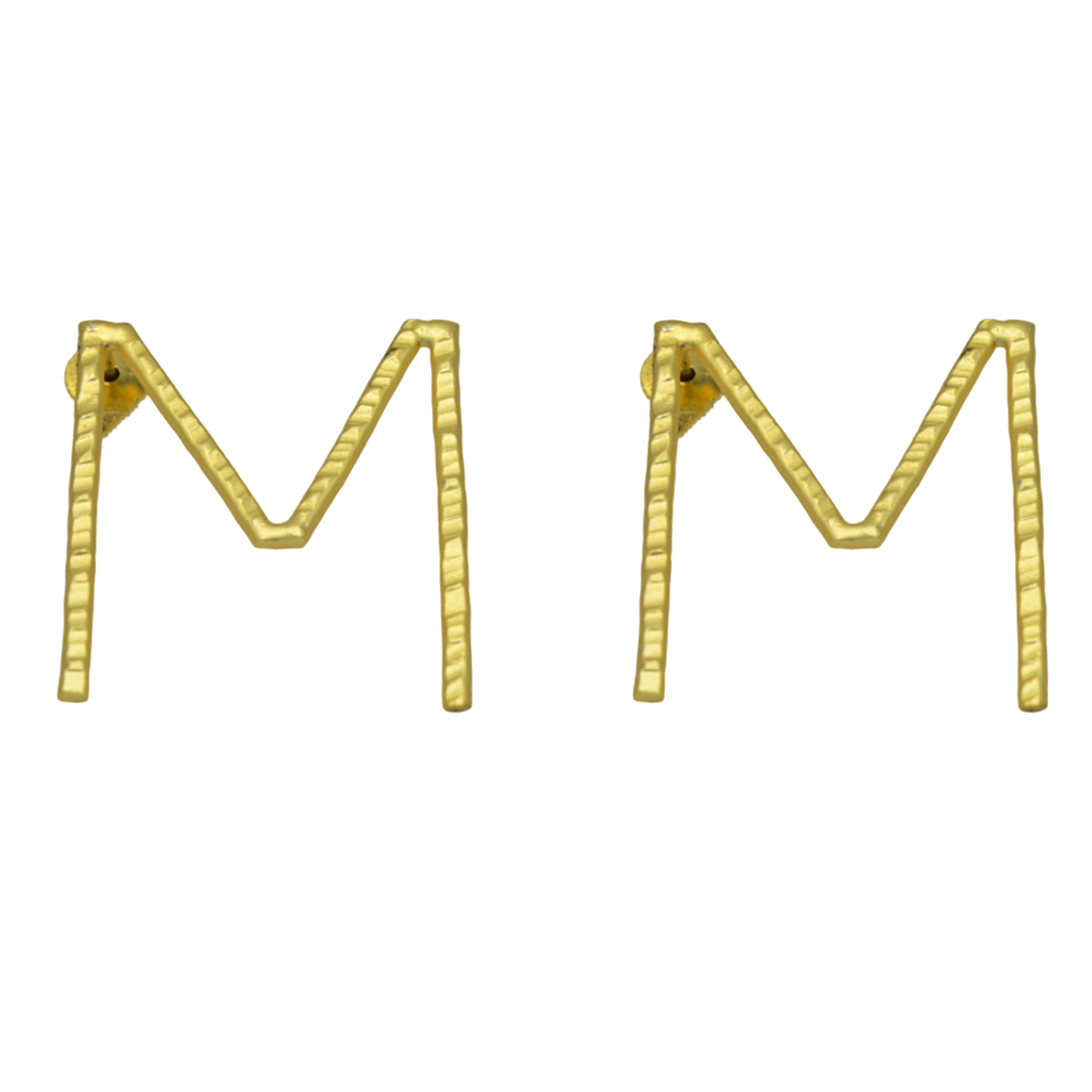 English Alphabet "M" Brass Earring - DeKulture DKW-1343-SEJ