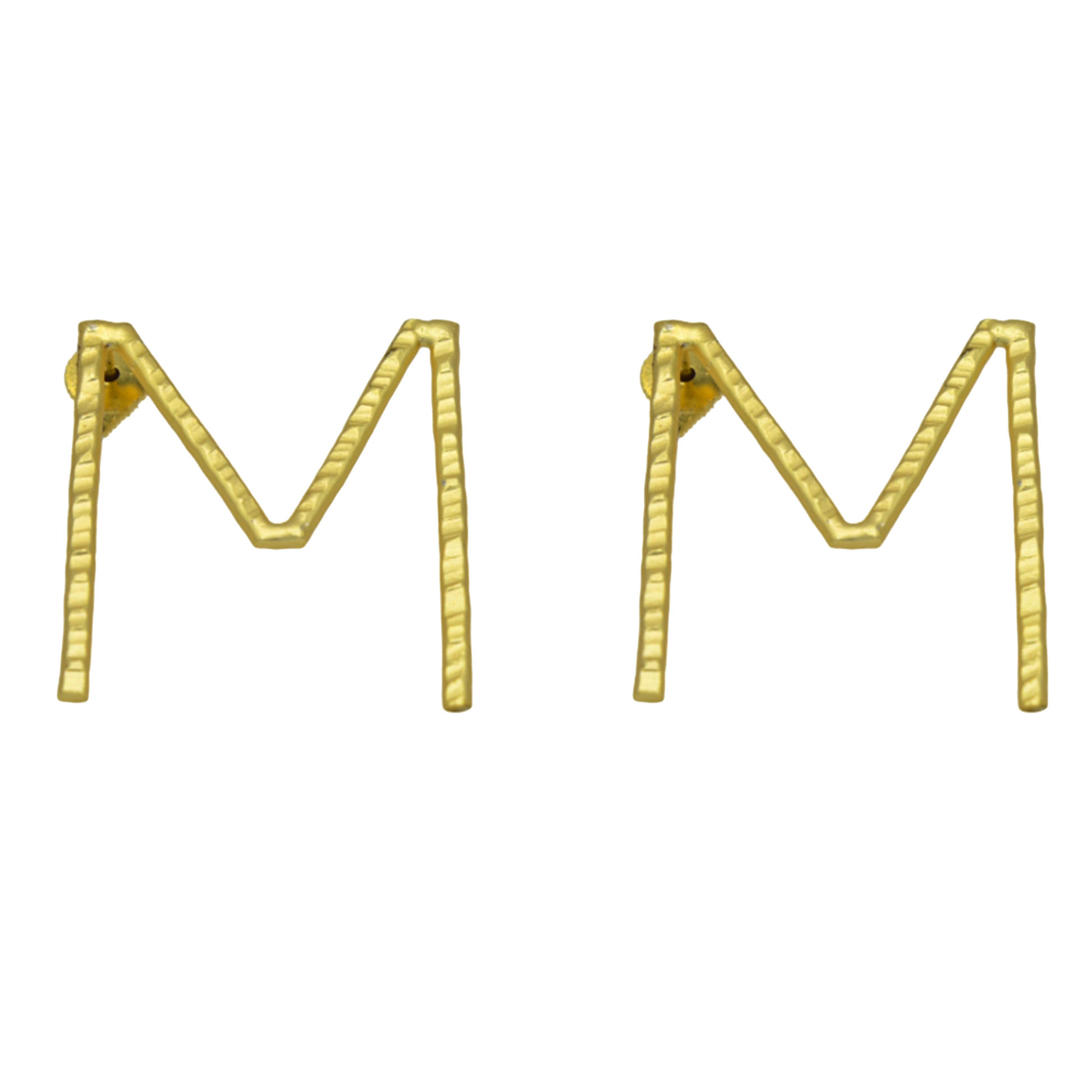 English Alphabet "M" Brass Earring - DeKulture DKW-1343-SEJ