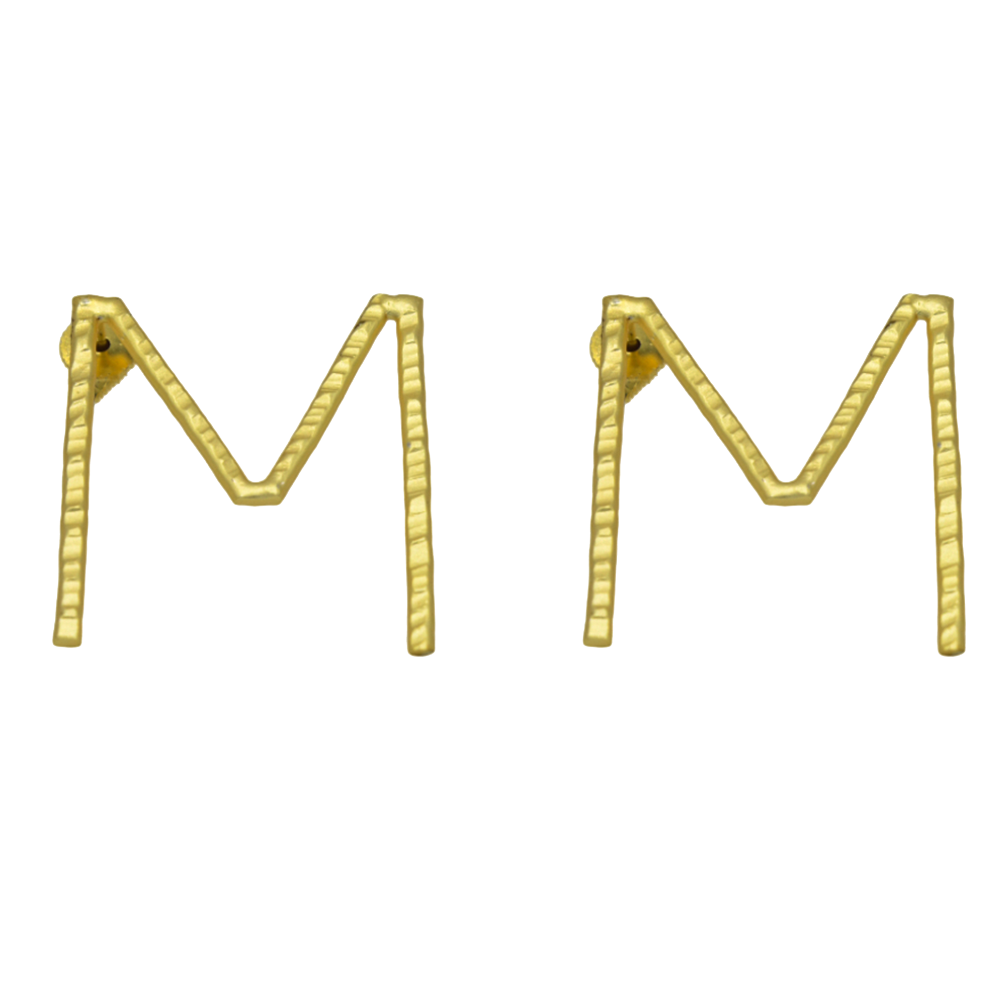 English Alphabet "M" Brass Earring - DeKulture DKW-1343-SEJ