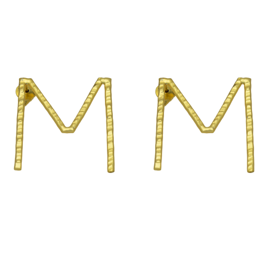 English Alphabet "M" Brass Earring - DeKulture DKW-1343-SEJ